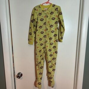 Wonderkids 5T Yellow Monkey‎ Print Footed Pajamas One Piece Sleeper Kids